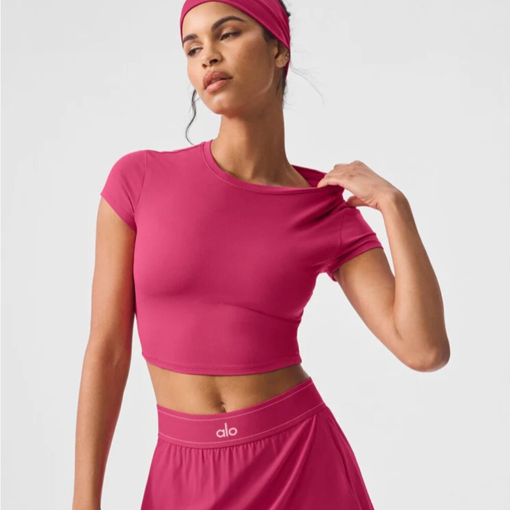 Alo yoga pink summer crush alosoft cropped top S (small) NWT